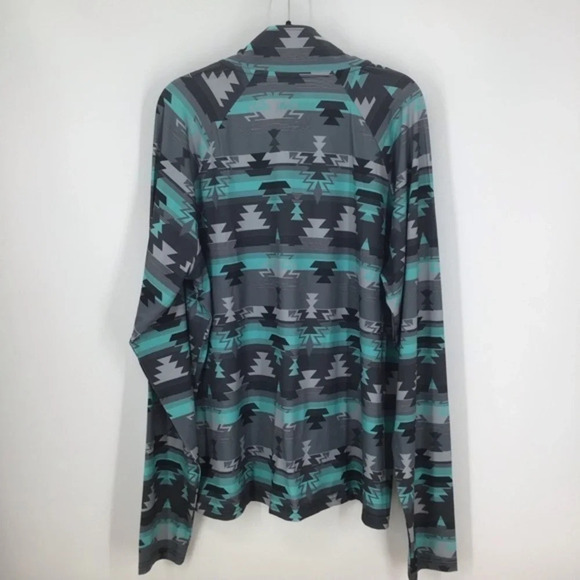Rock & Roll Denim Men’s Turquoise Aztec Print Performance Quarter Zip - Picture 3 of 7